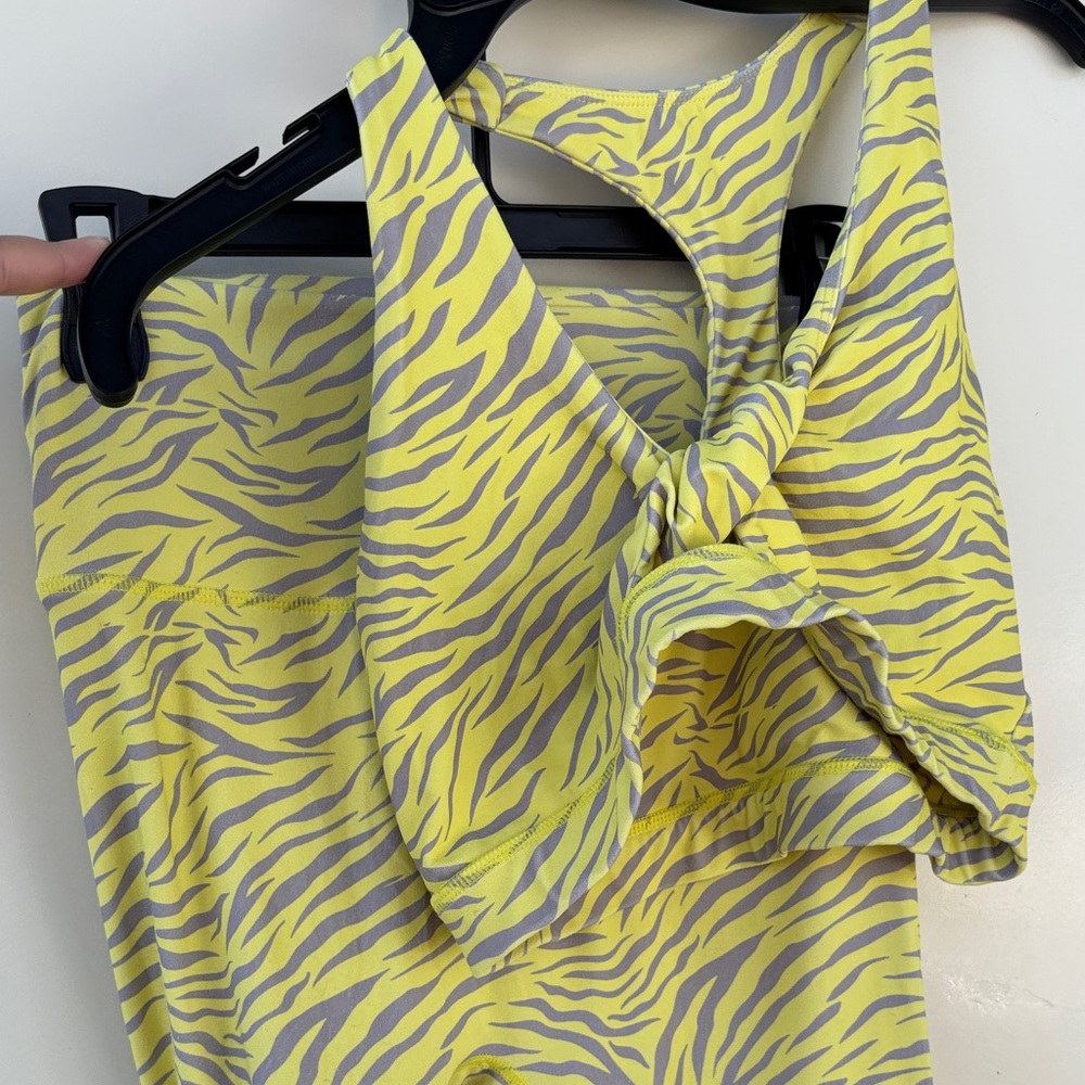 Yellow and Gray Zebra Print Women's Activewear Set